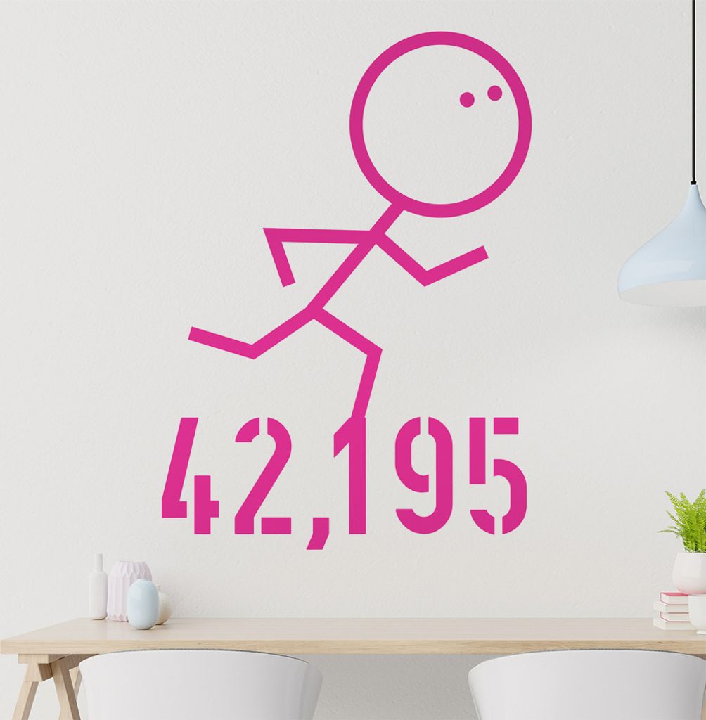 42,195 run Strich Wandtattoo in 6 Größen - Wandaufkleber Wall Sticker - Dekoration, Küche, Wohnzimmer, Schlafzimmer, Badezimmer