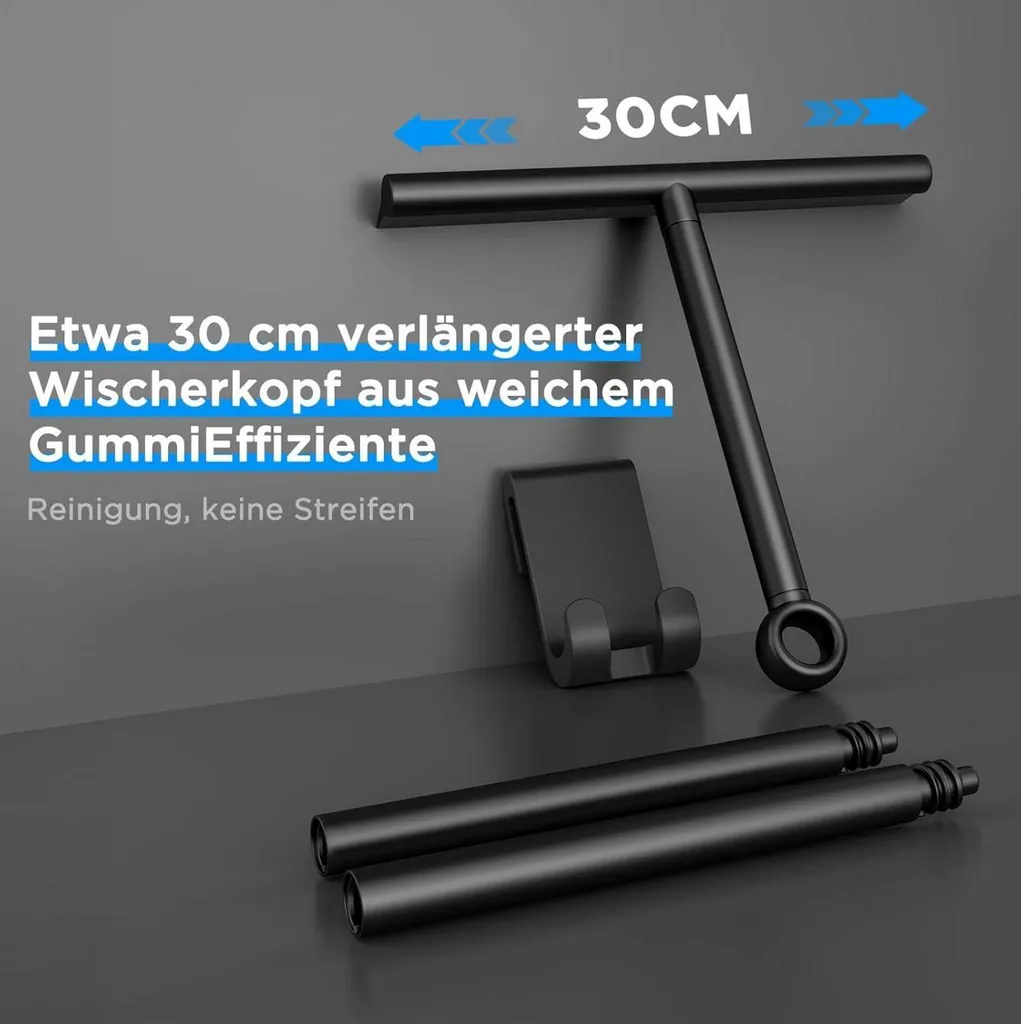 Essuie-glace de douche télescopique noir multi-surfaces 89cm maximum - 5