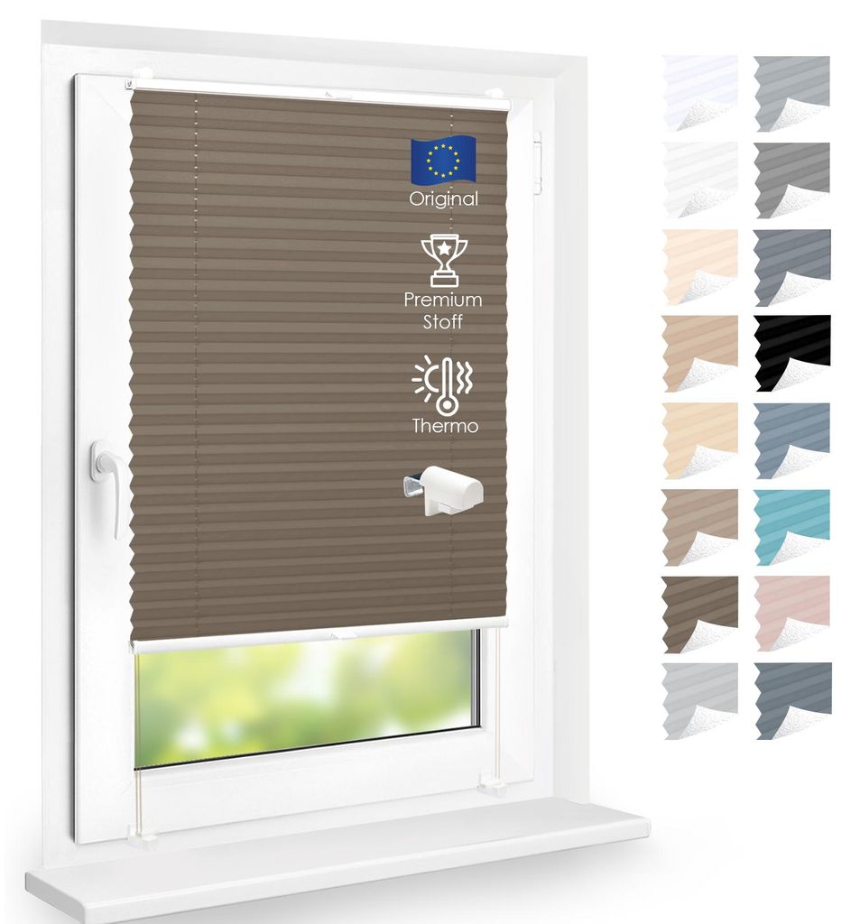 Premium Thermo Plissee lichtdurchlässig, Metallgrau, 55x100