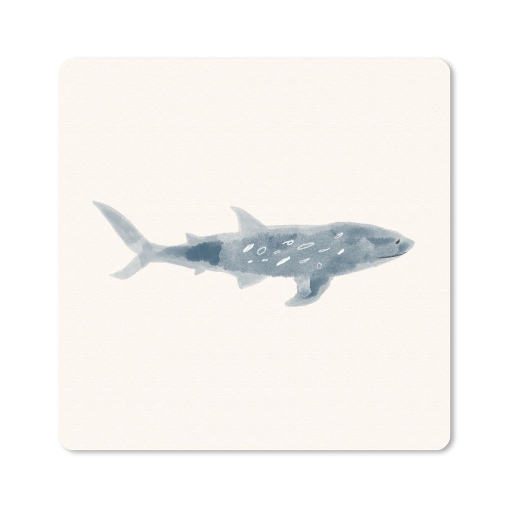 MuchoWow Mauspad Mousepad Hai - Meer - Aquarell - Illustration 20x20 cm - Mousepads - Maus Mat - Pad - Mausunterlage - Desk Mat - Bureauartikeln