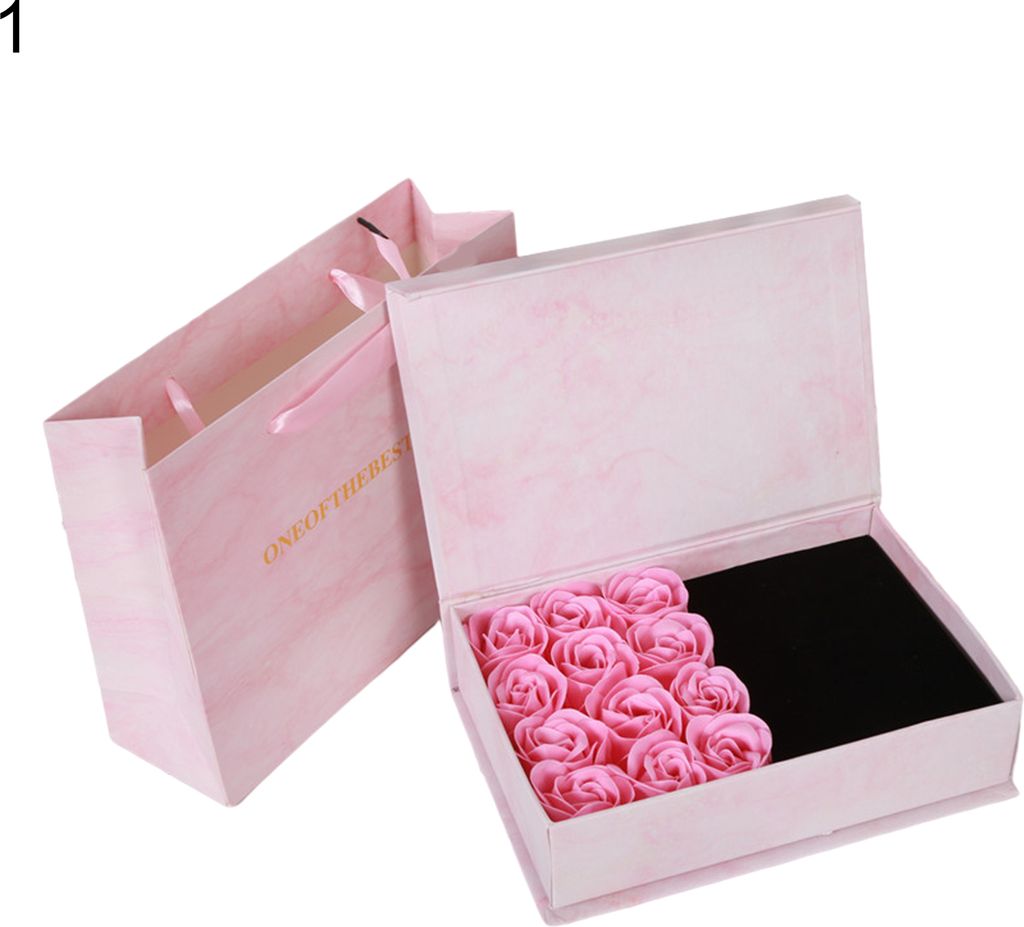 1 Set Schmuckschachtel Tragbares Anzeigen von Pappe Rose Blumenring Aufbewahrung Container Home Decor Dekoration-1