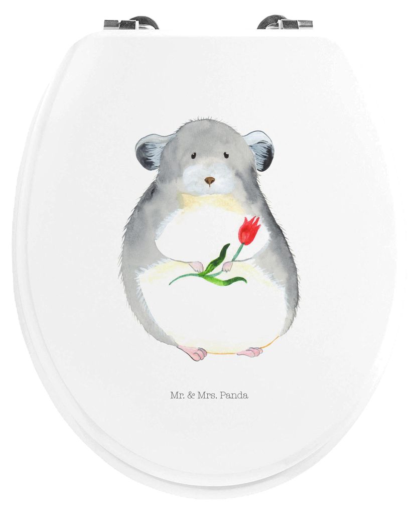Mr. & Mrs. Panda Klo-Deckel Chinchilla Blume - Weiß - Geschenk, WC-Sitz, Glücklichsein, WC Brille, Büro, klo deckel, Toilettendeckel, Sitz, Klod...