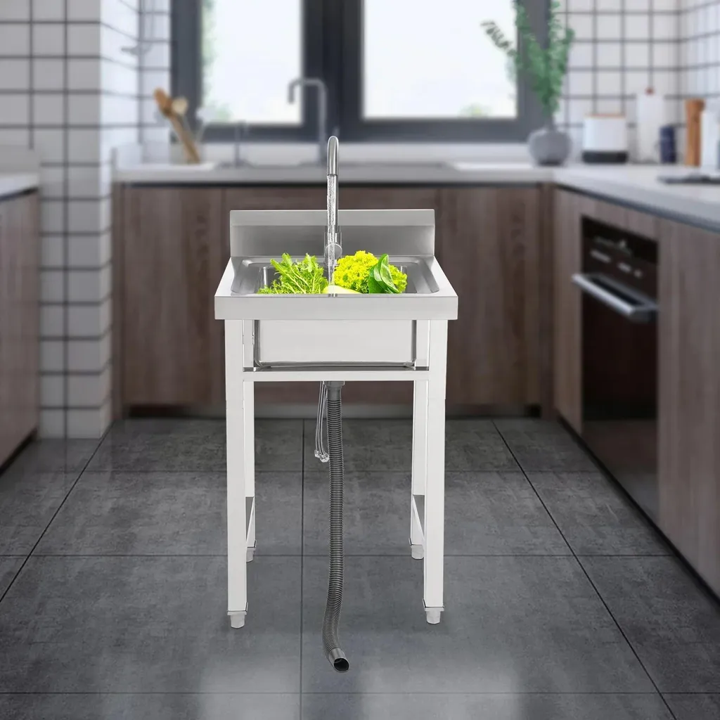Évier simple indépendant en inox brossé 35x31 cm avec robinet 360° - 9