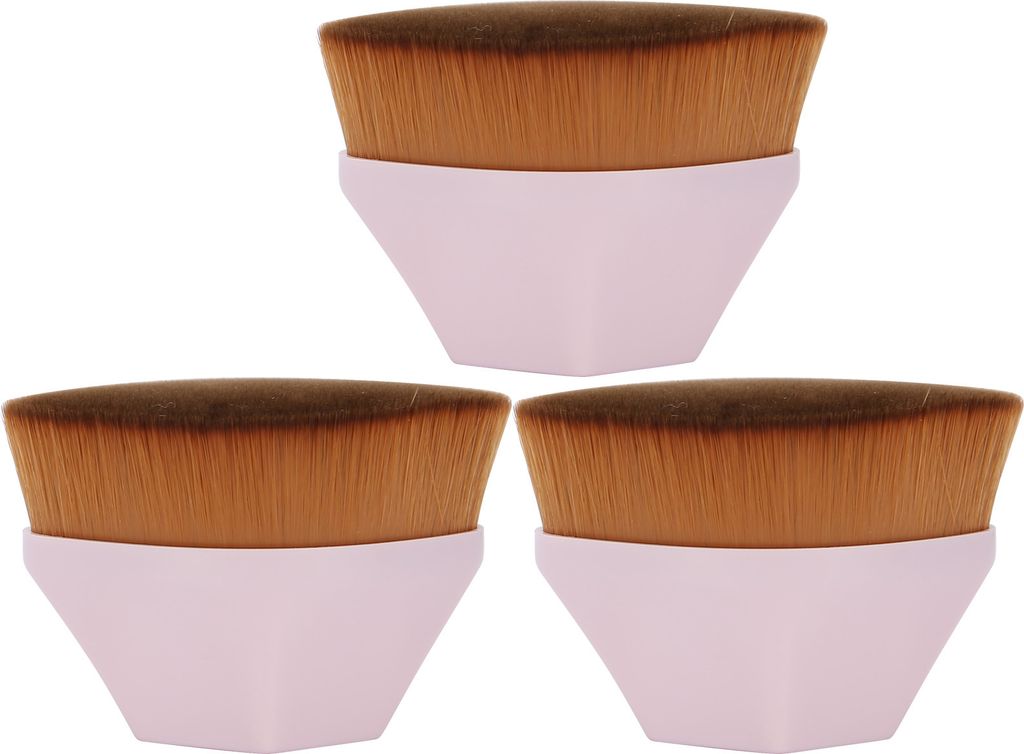 3pcs Makeup flüssige Stiftung Pinsel kosmetische flache erröten Pinsel kosmetische Pinsel (rosa)