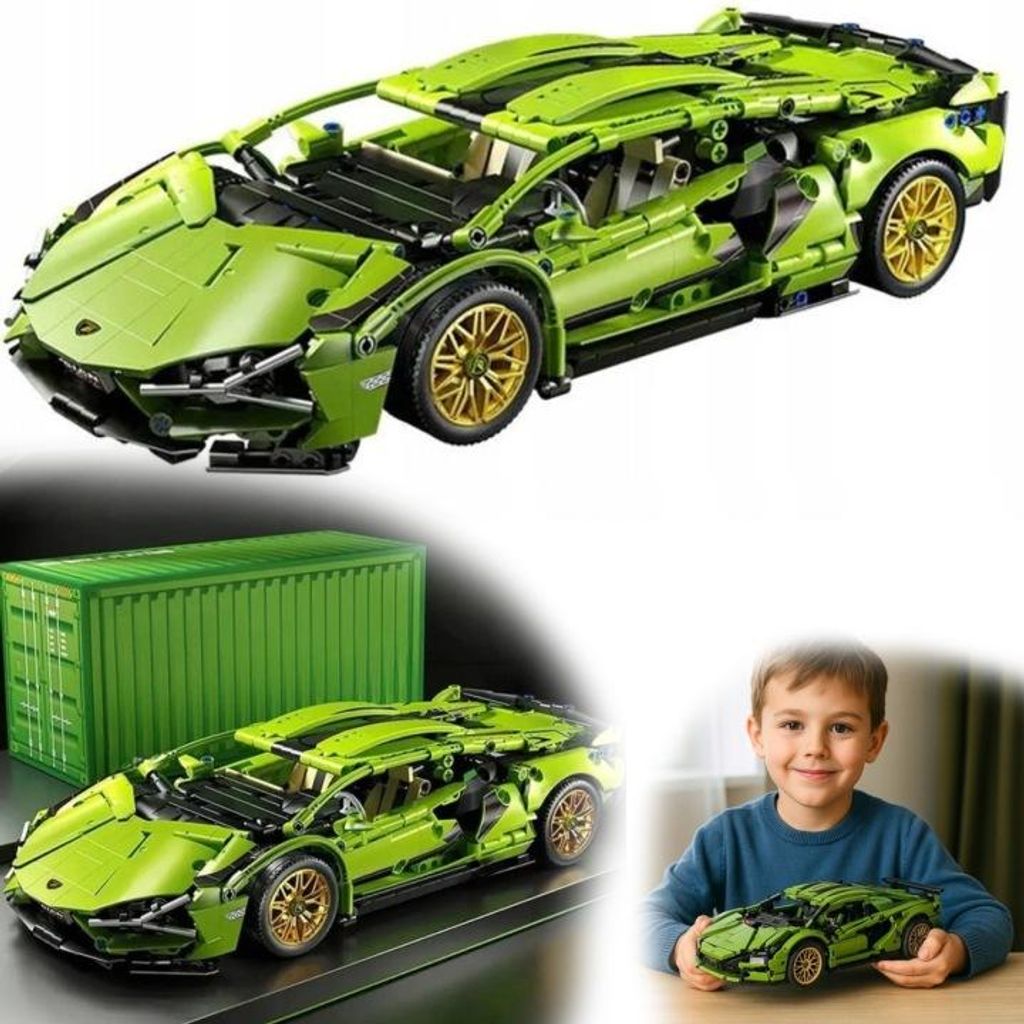 Technik Bausteine Modellauto 1280 Teile grünes Auto Produktbild 