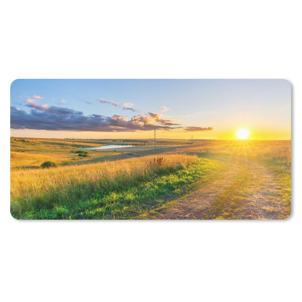 MuchoWow Schreibtischunterlage Sonne - Natur - Landschaft 80x40 cm - XXL Mauspad - Gaming Mauspad