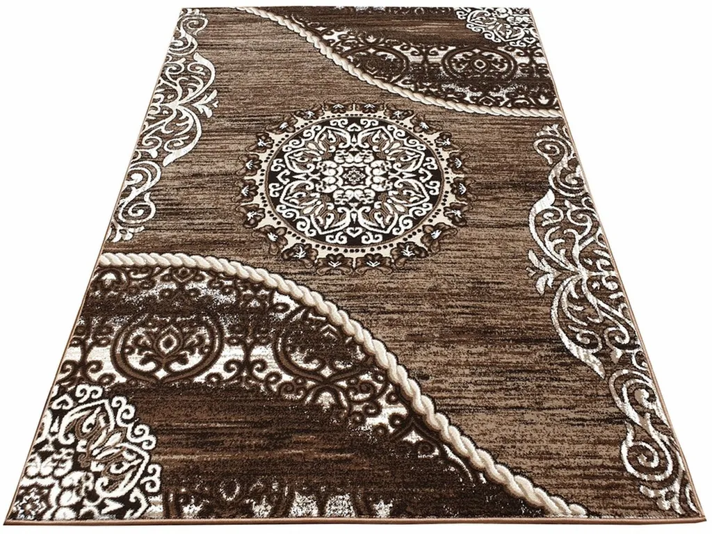 Tapis de passage DEMIAN 80x150 cm style classique marron et blanc