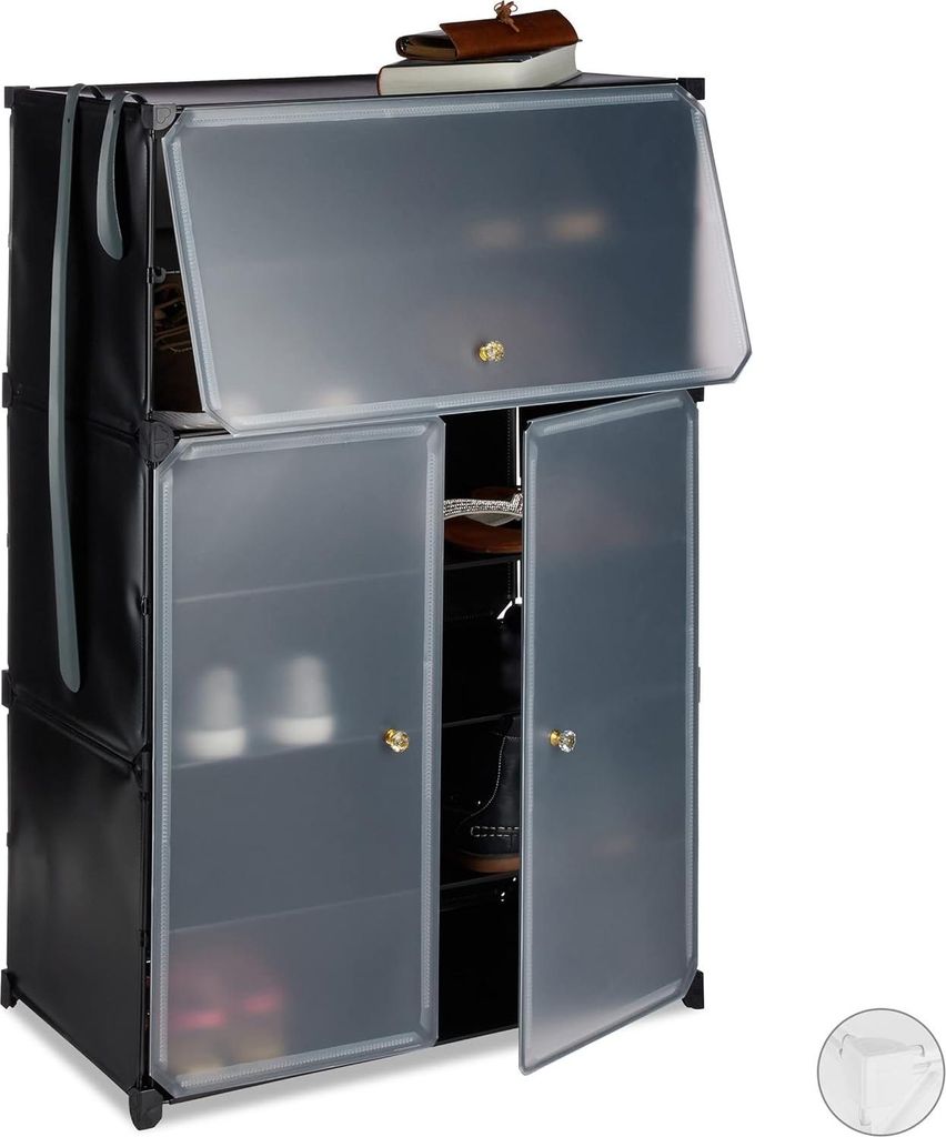Relaxdays Kunststoff Schuhschrank, XL Steckregal, Produktbild 