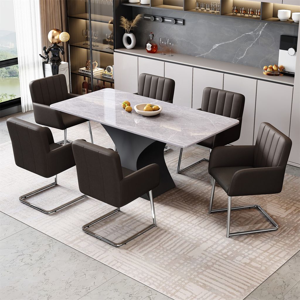 Esszimmerstühle(Schwarz,6Stk)mit vertikalen Streifen,Gepolsterter Sessel mit zickzackförmige Metallbeine,Lounge-Stuhl,Wohnzimmerstuhl für Schlaf...
