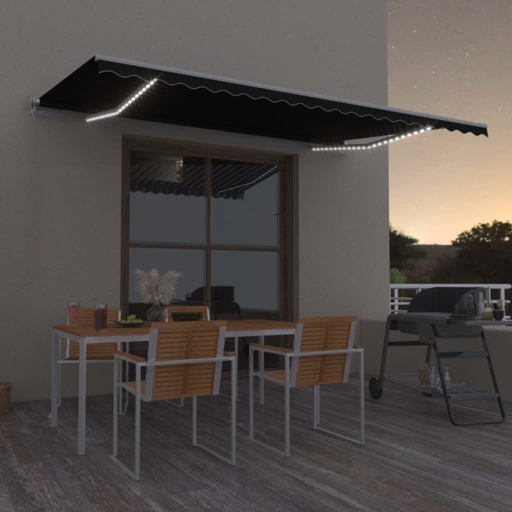 Möbel Markise Manuell Einziehbar mit LED 500x300 cm Anthrazit - Markisen 3068944