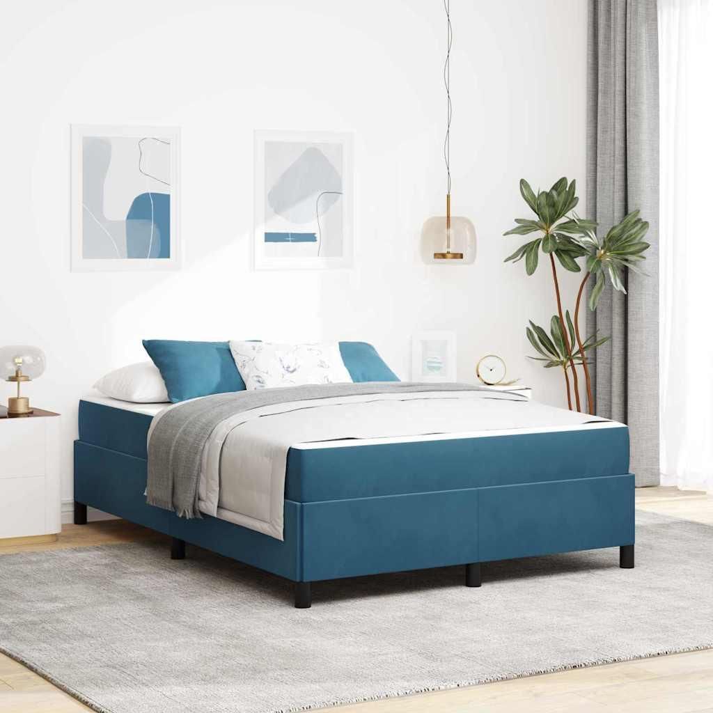 Maison Exclusive - Bettrahmen mit Matratze Dunkelblau 140 x 190 cm Stoff