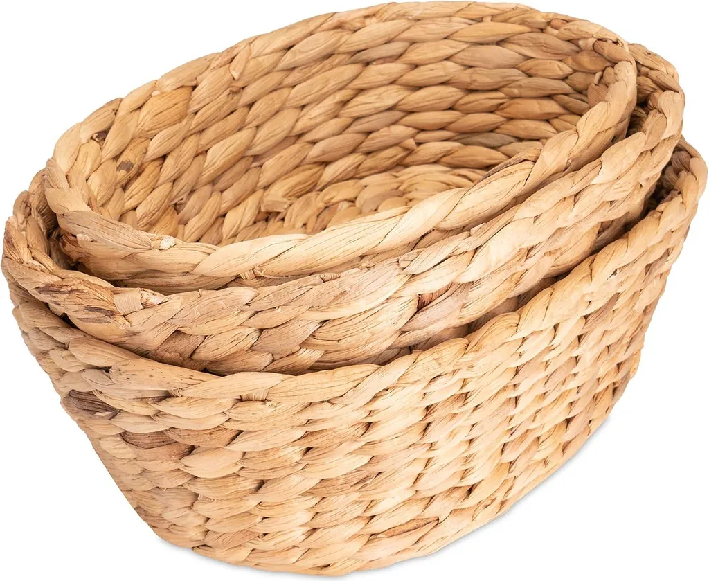 Corbeille de rangement en fibre naturelle - Lot de 3 coupes artisanales