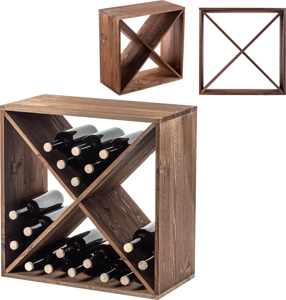 Rangement vin bois brun pour salon et cellier - Organiseur de bouteilles
