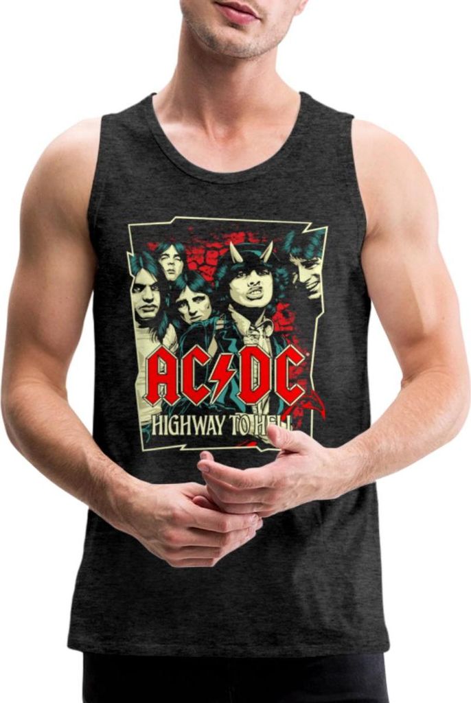 Spreadshirt AC/DC Bandlogo Bild Highway To Hell Album Männer Premium Tank Top, 3XL, Anthrazit