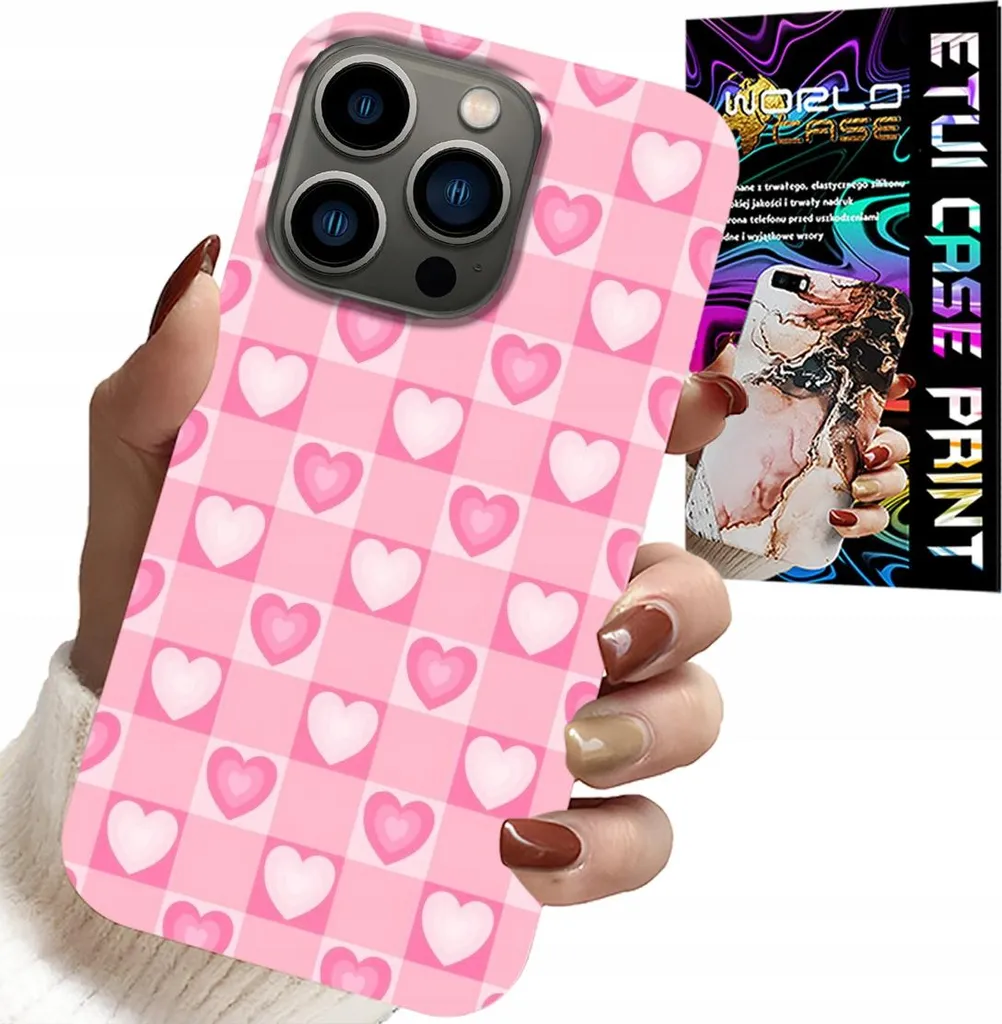 Custodia Per Iphone 16 Pro Max - Custodia Rosa Con Cuori + Vetro