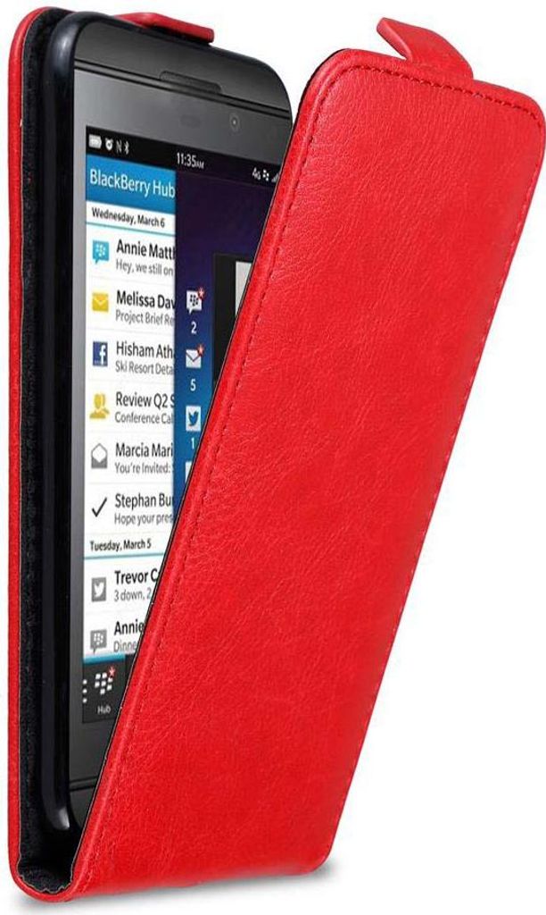 Cadorabo Hülle für Blackberry Z10 Schutz Hülle in Rot Flip Etui Handyhülle Case Cover