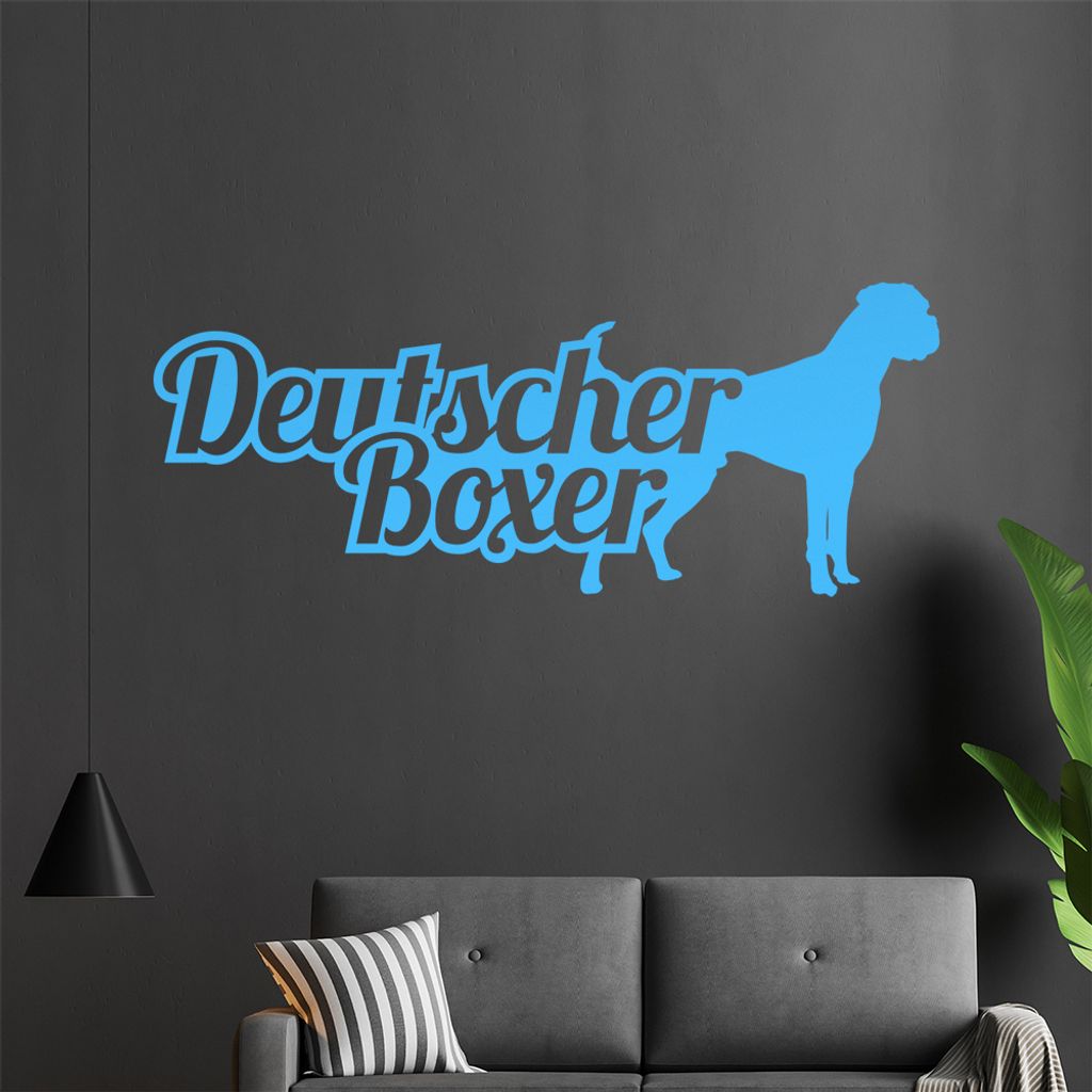 KIWISTAR Deutscher Boxer mit Name Silhouette Wandtattoo in 6 Größen - Wandaufkleber Wall Sticker - Dekoration, Küche, Wohnzimmer, Schlafzimmer, ...