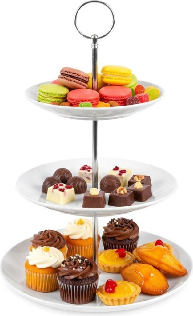 Vilde | Etagere - Weiß - 34 cm - Aus Porzellan - 3-stufig - für Gebäck Kekse und Obst