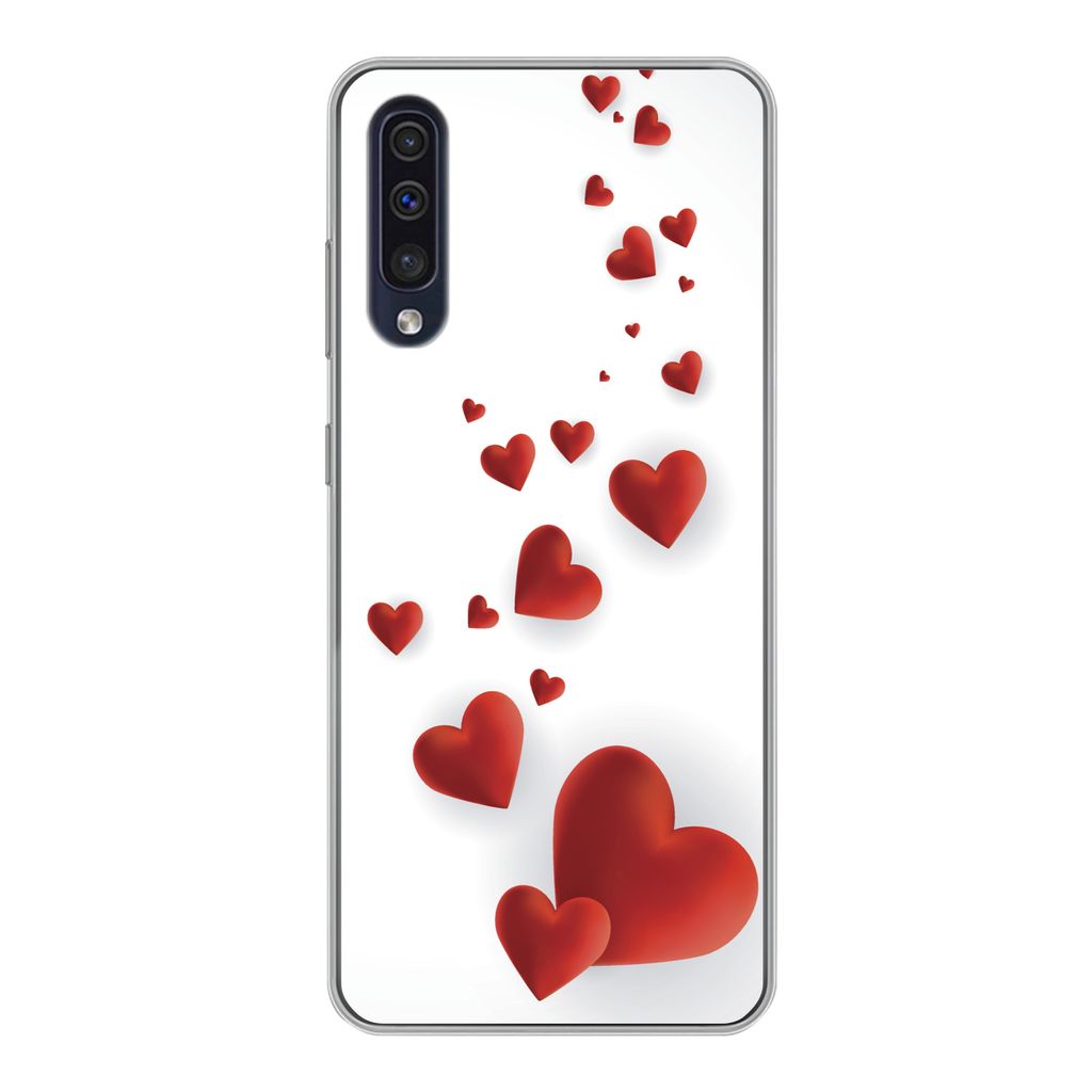 MuchoWow Handyhülle Schutzhülle Hülle für Samsung Galaxy A30s Eine Illustration eines Pfades der Herzen Silikon Softcase Handy Hülle - Karte...