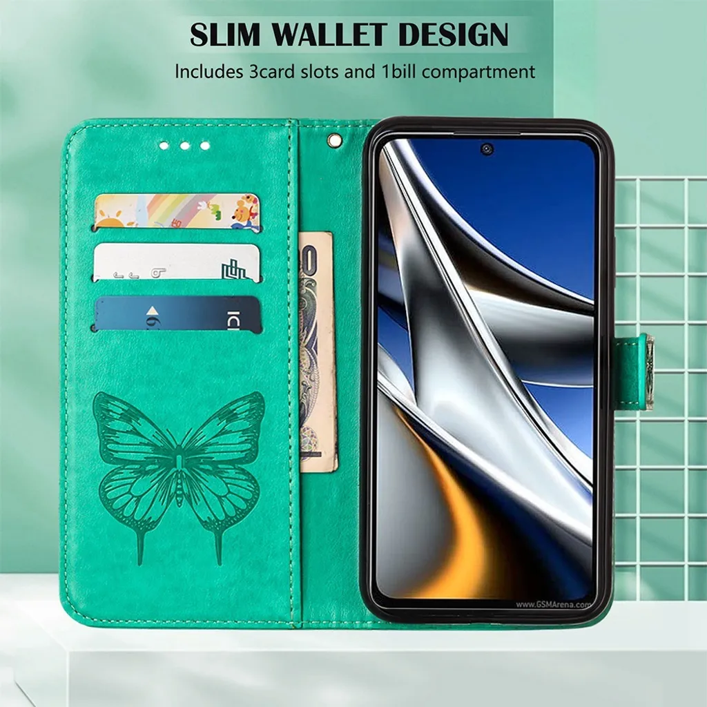 Custodia Portafoglio In PU Per Motorola Moto G22, Con Slot Per Carte E Supporto, Colore Verde, Antiurto E Antigraffio, MOJIA - 2