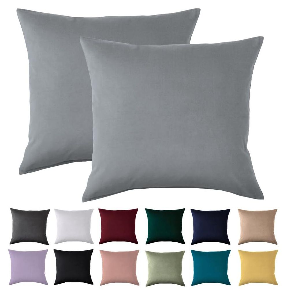 Kissenbezug 80 x 80 cm, 2 Stück – Kissenbezug 80 x 80 cm, grau. Für Kissen. 100 % Mikrofaser. Knitterfrei und bügelfrei. Mit Reißverschluss.