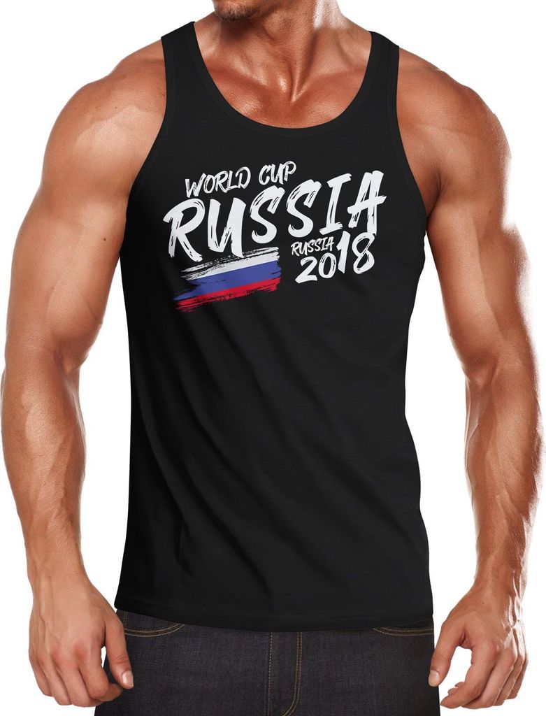 Herren Tanktop Russland Russia Fußball WM Weltmeisterschaft 2018 World Cup Fan-Shirt Moonworks schwarz M