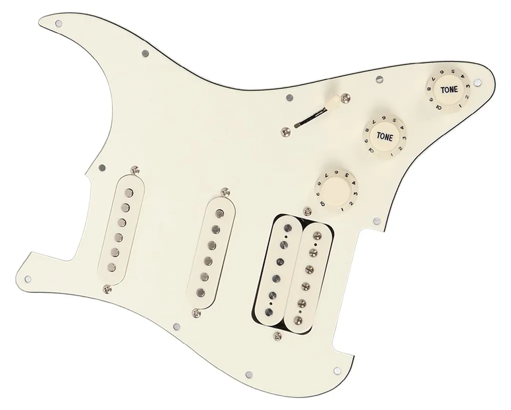 Plaque de montage blanche SSH19 pour guitare avec micros pré-câblés - 6