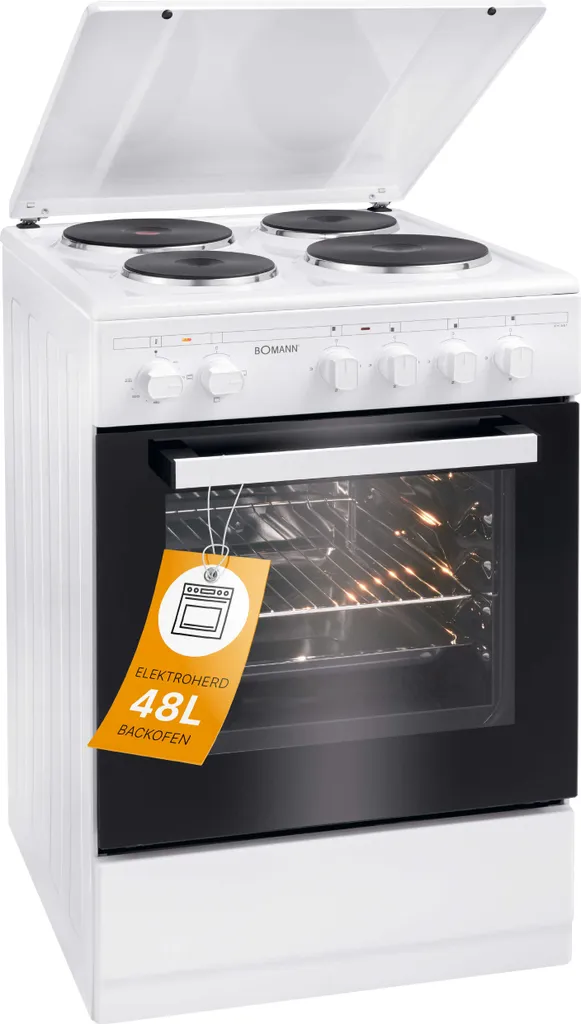 Cuisinière 4 plaques Bomann EH 561 blanc : four 48L compact et efficace