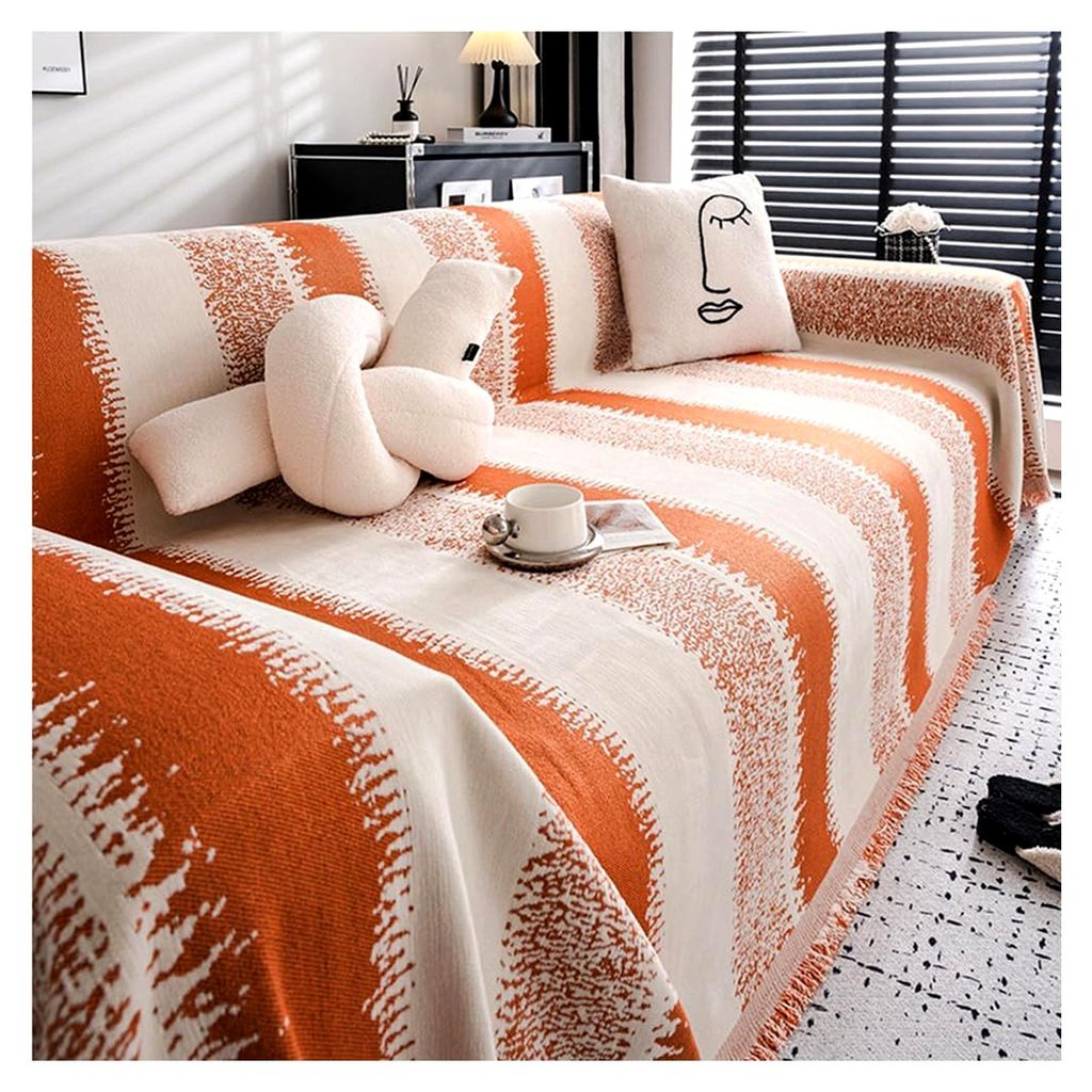 Sofabezug L-Form, Patchwork-Streifen Sofaüberwurf für Ecksofa, Couchbezug, Sofaschoner, Decke, Einteilig, Geschenk zu Weihnachten (4 Sitzer Plus,...