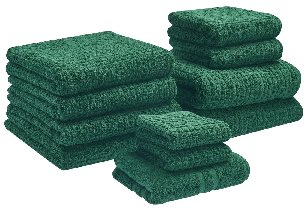 Serviettes en coton vert ultra douces et absorbantes lot de 11 Beliani