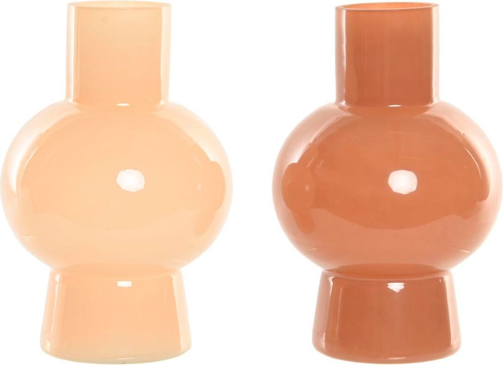 Vase Home ESPRIT Creme Terrakotta Kristall 15 x 15 x 24 cm (2 Stück)