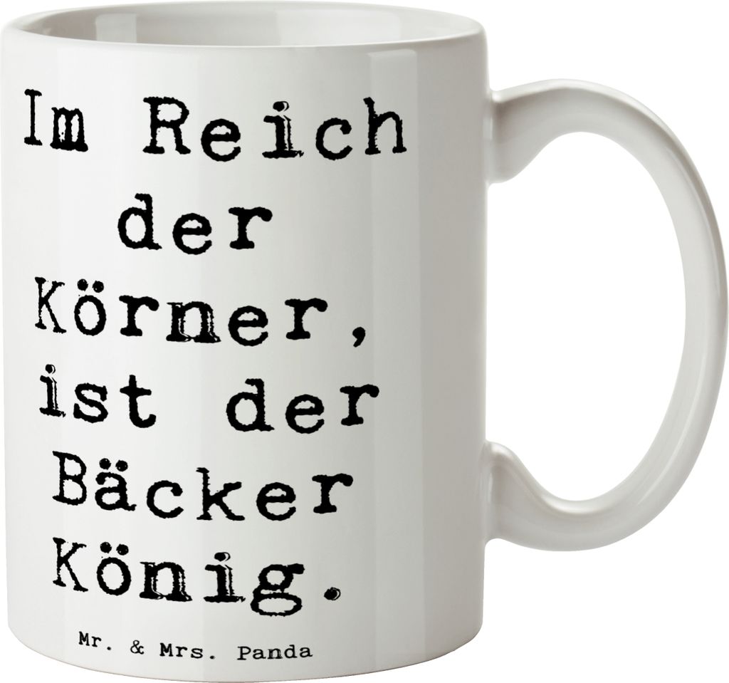 Mr. & Mrs. Panda Teetasse Spruch Bäcker Krönung - Weiß - Geschenk, Beruf, kaffeebecher bedruckt, Brotliebe, Backkunst, schöne tasse, kreative G...