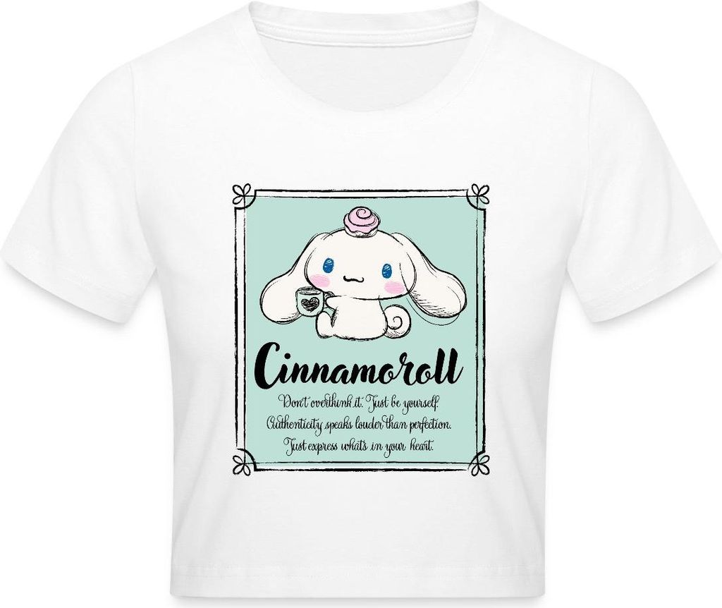 Spreadshirt Cinnamoroll Just Be Yourself Crop Top, L, Weiß