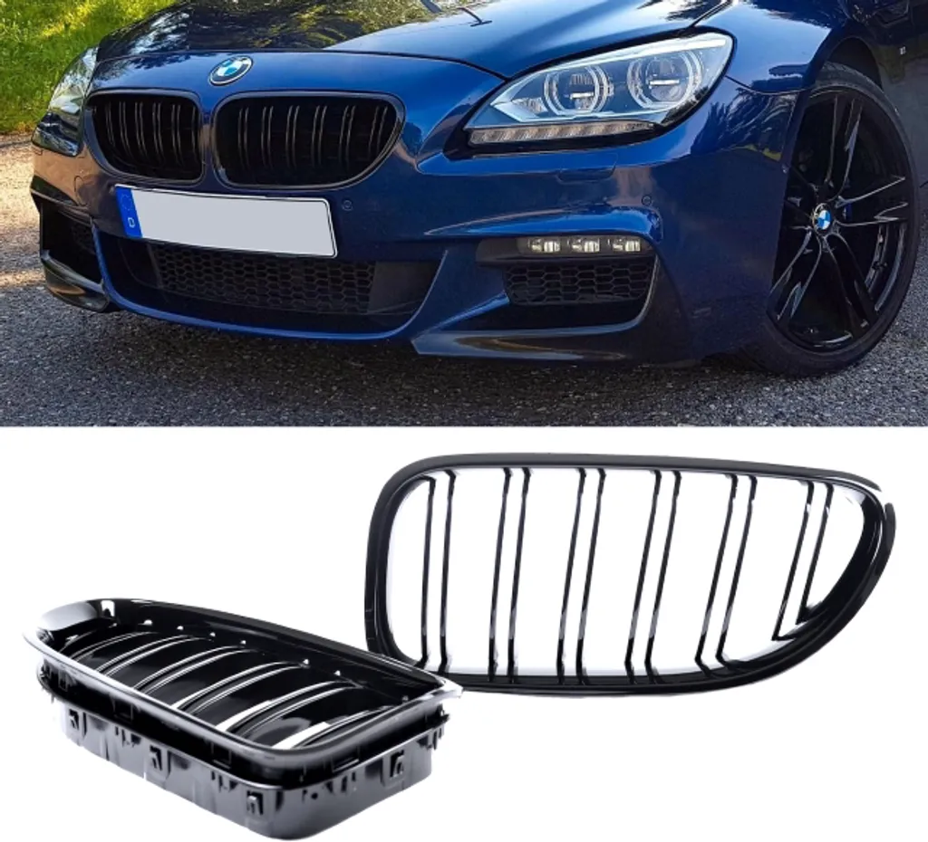 Grilles de Calandre Double Barre Noir Brillant pour BMW F06 F12 F13 M6