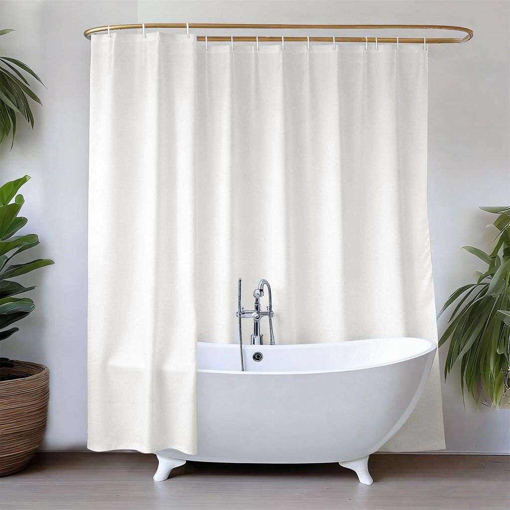 Duschvorhang 240 x 200 cm, waschbarer Stoff, beigefarbener Duschvorhang mit Metallösen, für Badewanne, Breite 240 x Höhe 200 cm