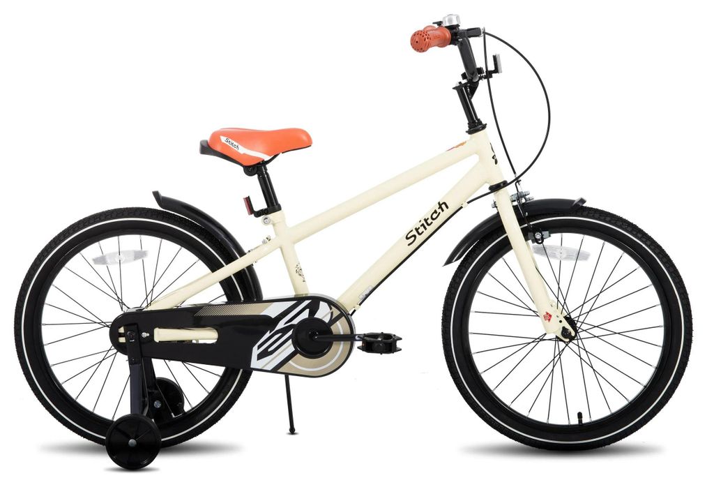 Kinderfahrrad 50 cm Räder - Jugendfahrrad - Für 3–6 Jahre - Mit Stützrädern - Vorder- und Hinterradhandbremse - EN- - Beige