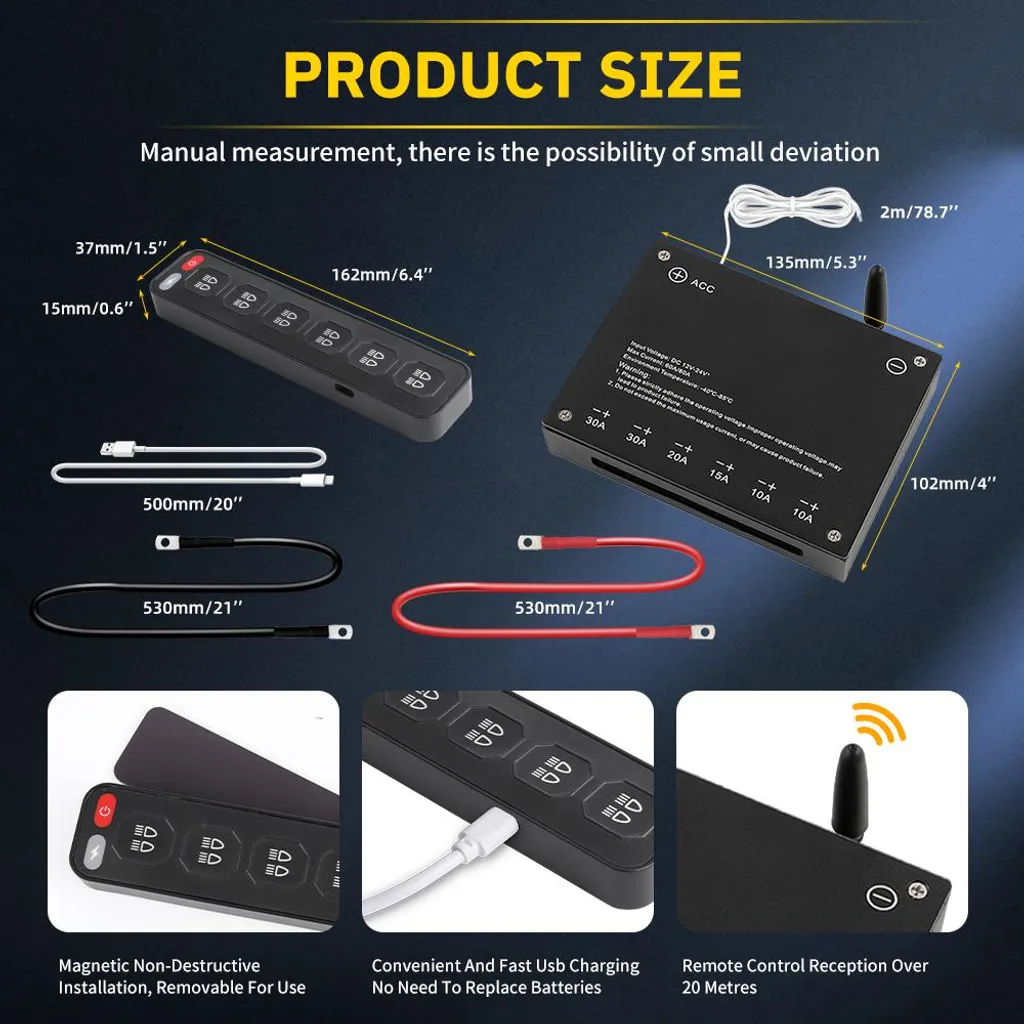 Panneau de commutation LED 6 vitesses avec gradation automatique DC 12V - 3