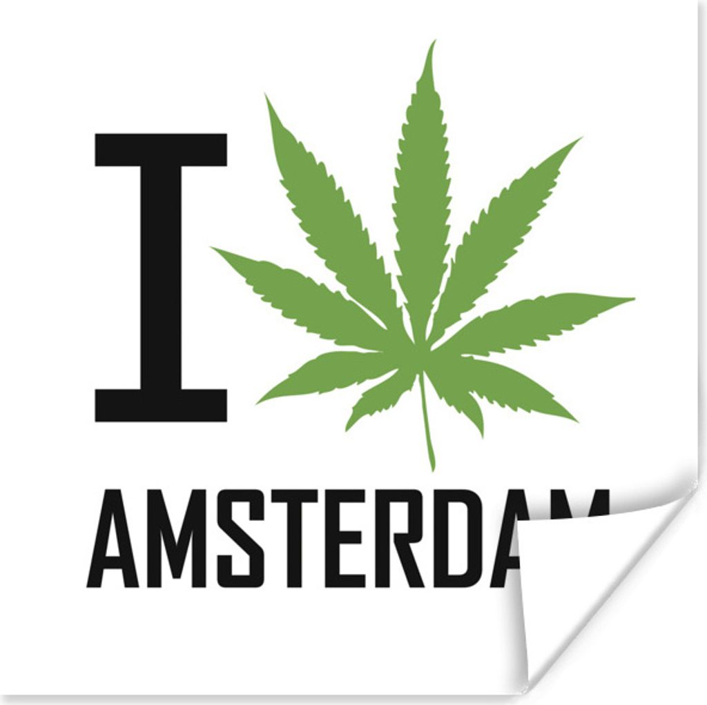 MuchoWow Poster Eine Illustration von Amsterdam mit einem Unkrautblatt 75x75 cm - Wand Dekoration