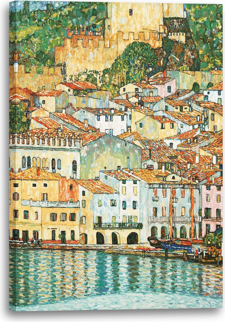 Leinwandbild (80x120cm): Gustav Klimt - Malcesine am Gardasee (1913), echter Holz-Keilrahmen inkl. Aufhänger, handgefertigt in Deutschland
