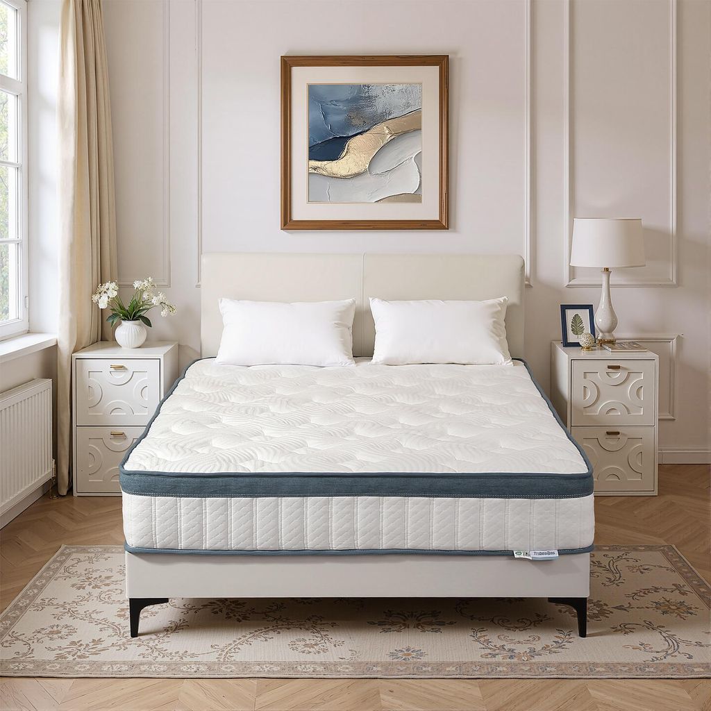 Tribesigns Matratze 140x200 cm Höhe 25 cm, H3, 7-Zonen, Taschenfederkernmatratze mit , Federkernmatratze mit Gel-Memory-Schaum