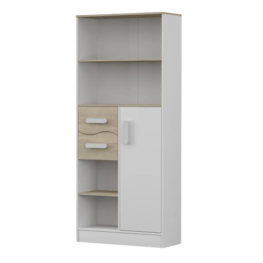 Bibliothèque enfant Markus 05 Blanc 80cm avec poignées blanches design