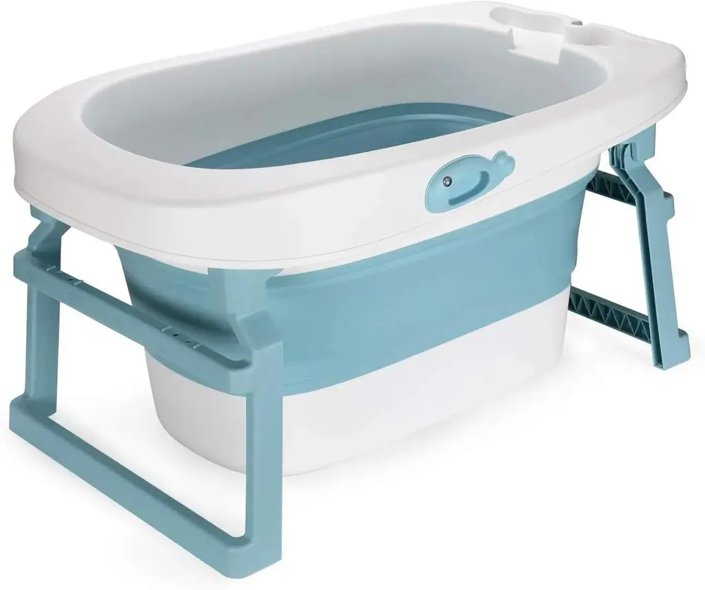 Baignoire bébé pliable en PP bleu avec bouchon de vidange - Modèle 80cm