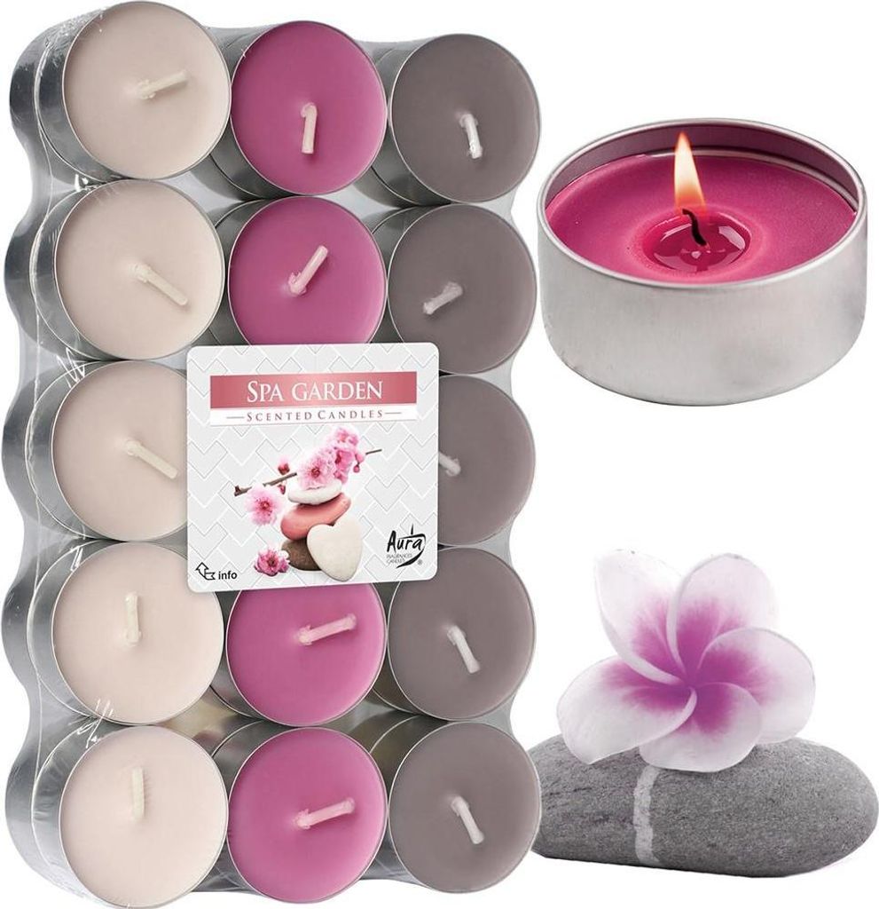 Bispol Tealights Profumate Rosa - 18 Pezzi, Lucioline Da Riscaldamento Con Fragranza Primaverile, Durata 4 Ore