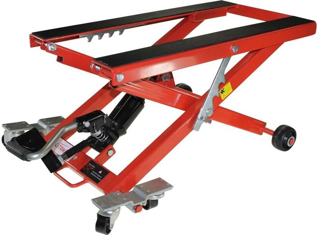 ConStands Hydraulik-Hebebühne Crosslift XL – Für Motorrad/Motocross, 135 Kg Traglast, Höhenverstellbar 31–77 Cm, Mit Rollen & Sicherheitsriegel, Schwarz