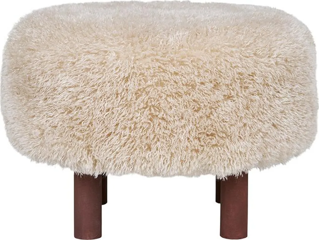 Pouf Mani en fourrure artificielle beige par Lisa Design - Confortable
