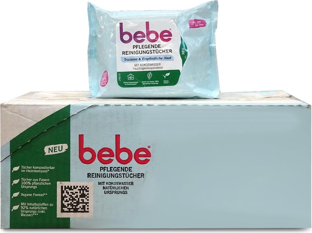 bebe Pflegende Reinigungstücher mit Kokoswasser 6x25 Tücher