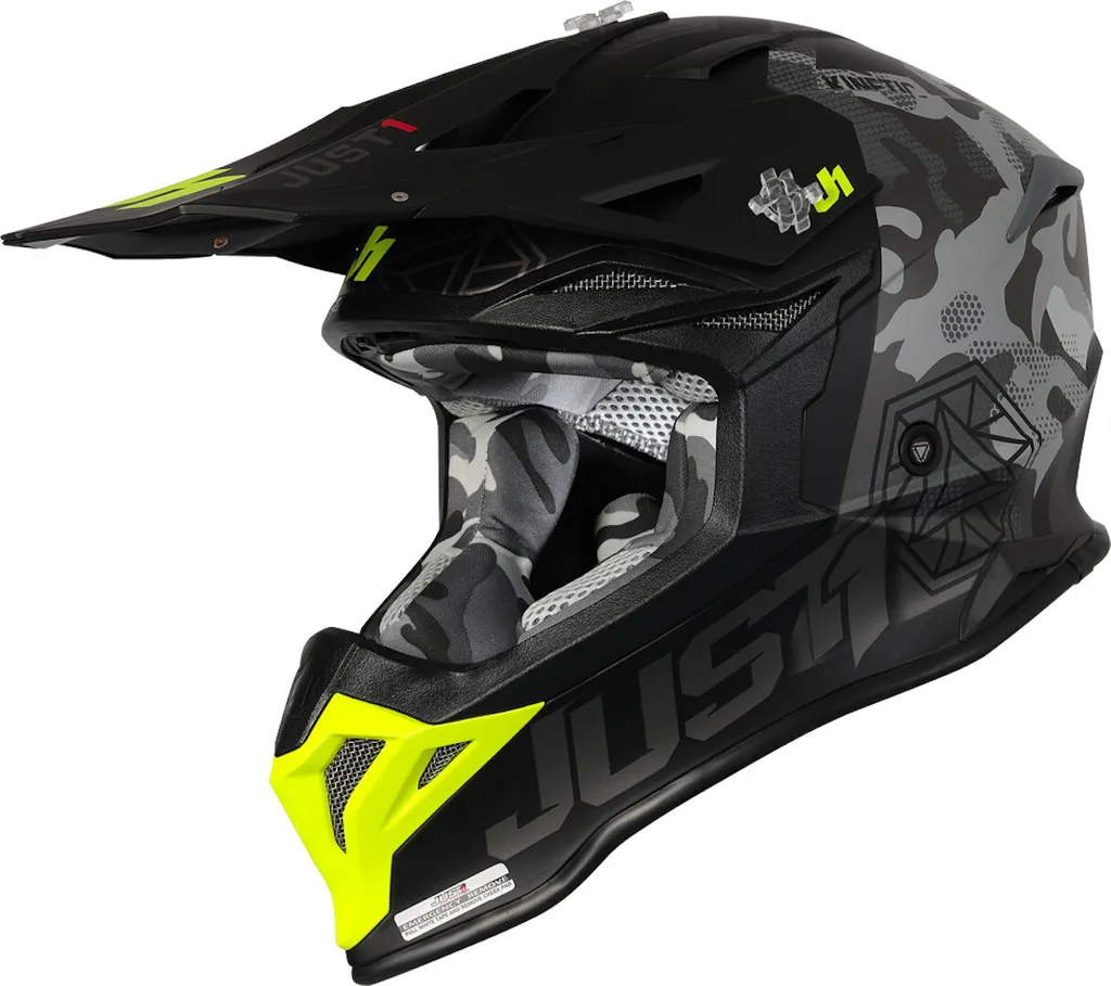 Casque Motocross Just1 J39 Kinetic Gris Noir XS 53-54 cm Homologué