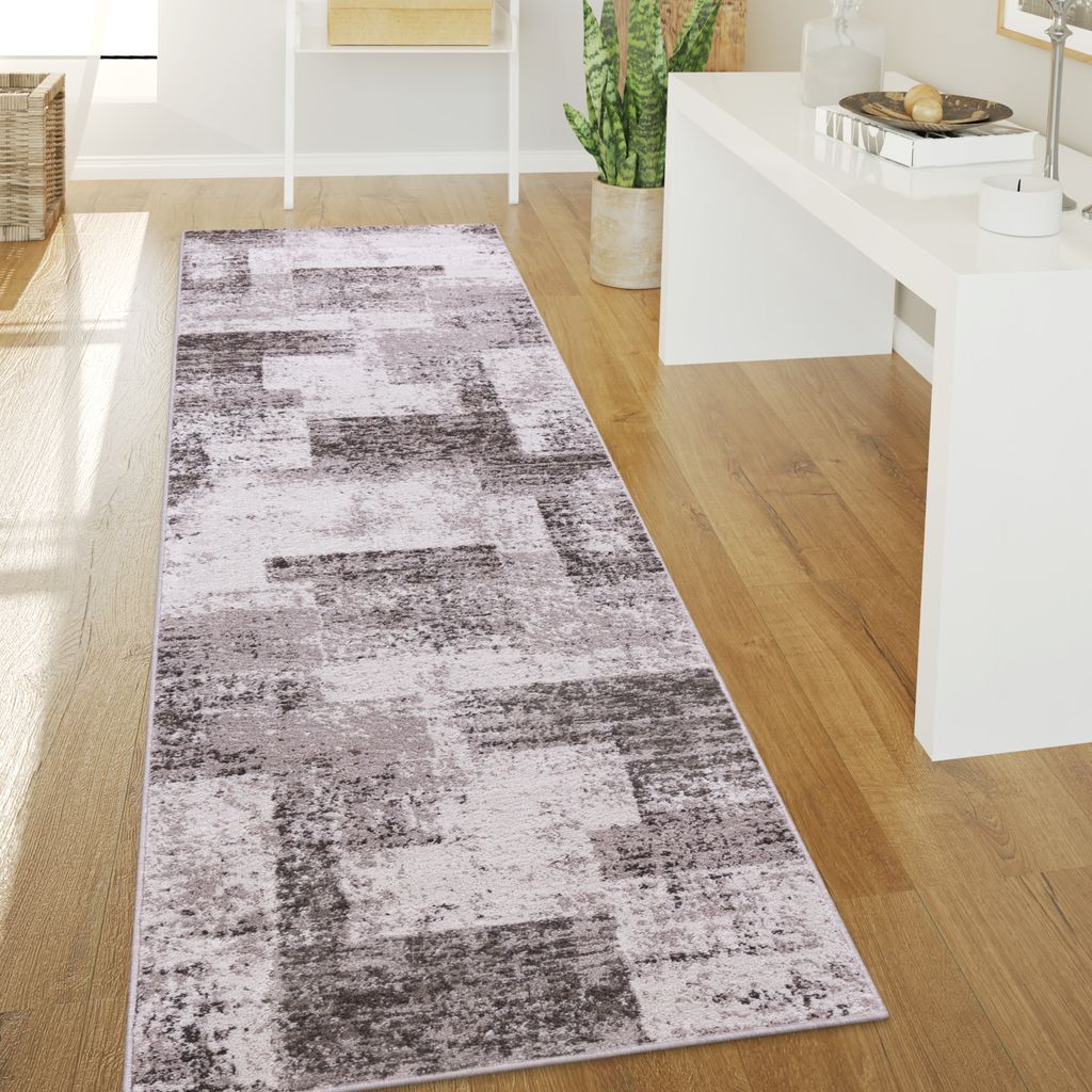 Teppich Wohnzimmer Kurzflor Vintage Abstrakt Modern Geometrisch Rautenmuster Grösse 60x100 cm