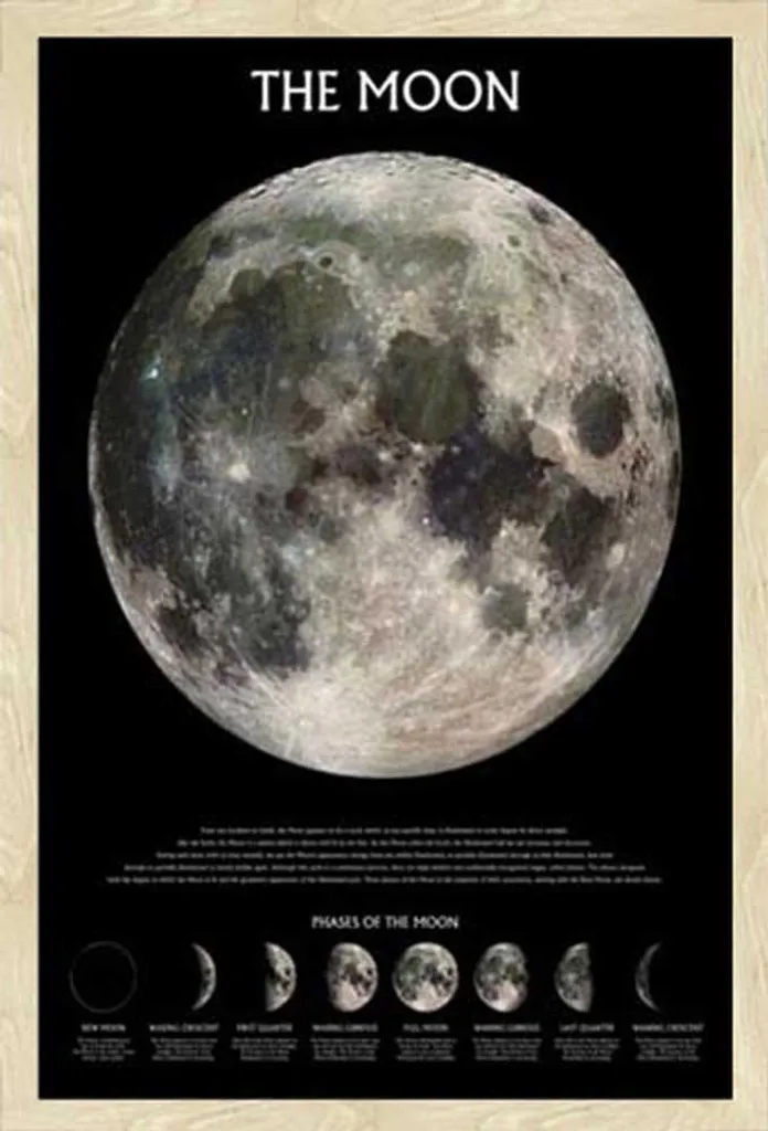 Cornice Rovere Shinsuke Maxi con Poster Luna - Design Astronomico