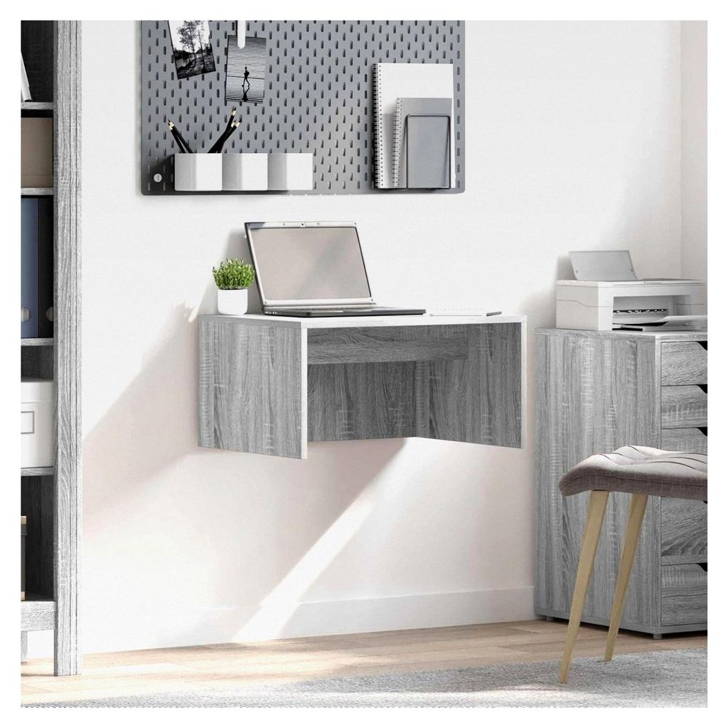 Wandmontierter Schreibtisch Grau Sonoma Holzwerkstoff 60x45x30cm für Home Office und Wohnzimmer